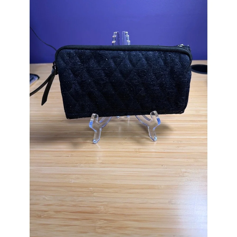 Vera Bradley Black RFID Zip Around Wallet Clutch Quilted Shimmer - Picture 5 of 10